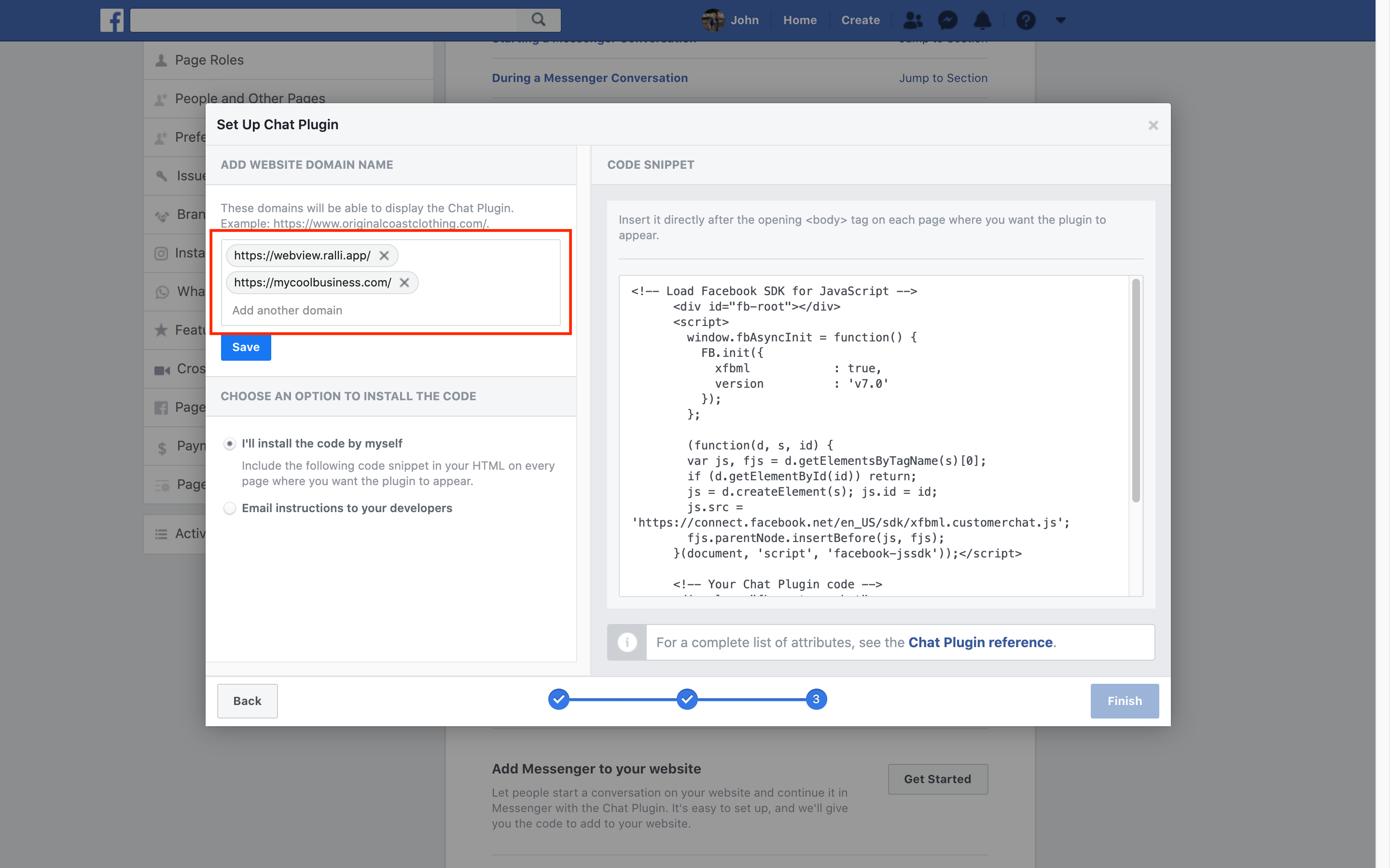 Facebook Chat Domain Whitelisting