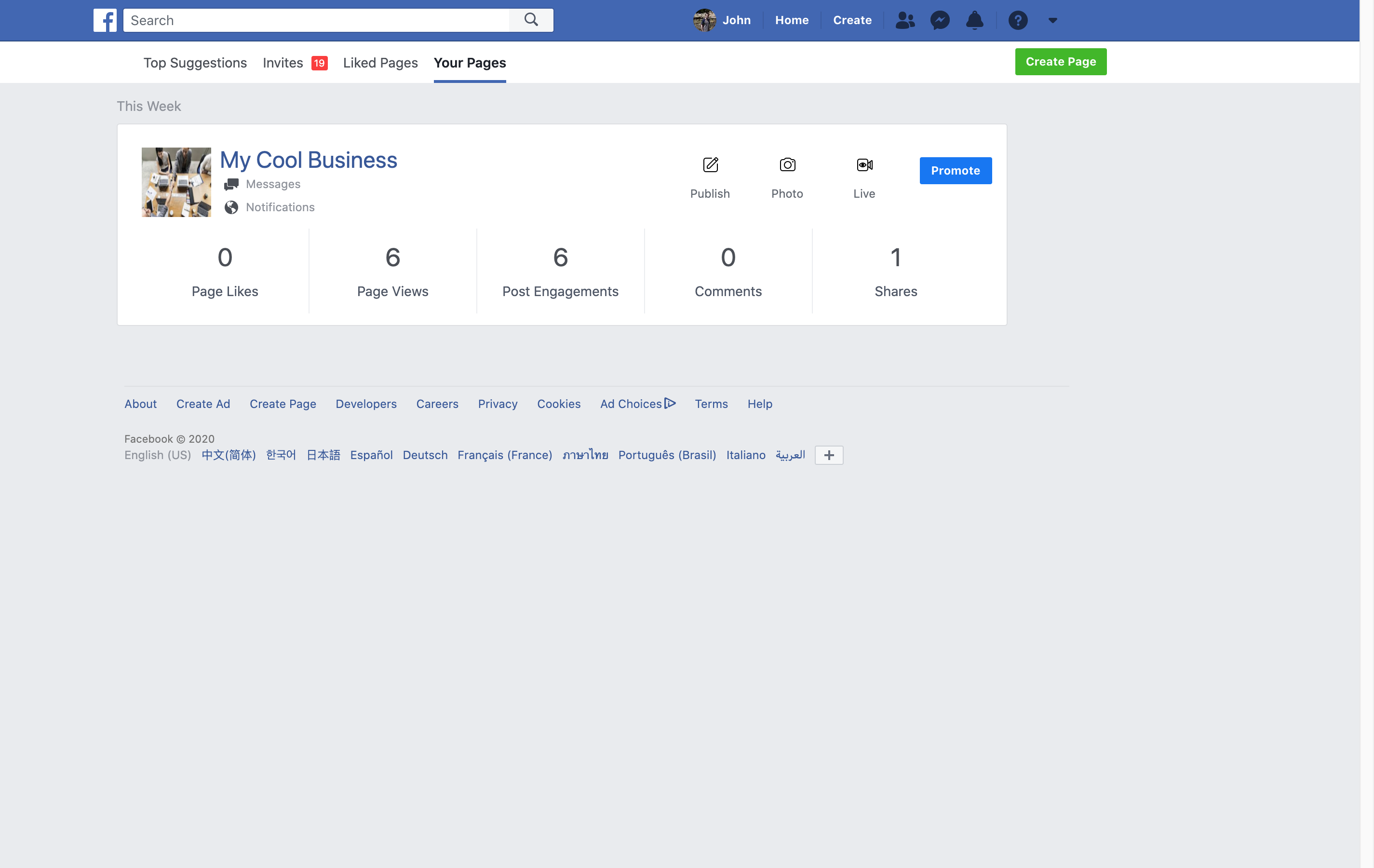 Facebook Pages Dashboard