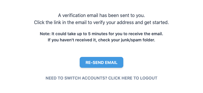 View of Email Verification Block